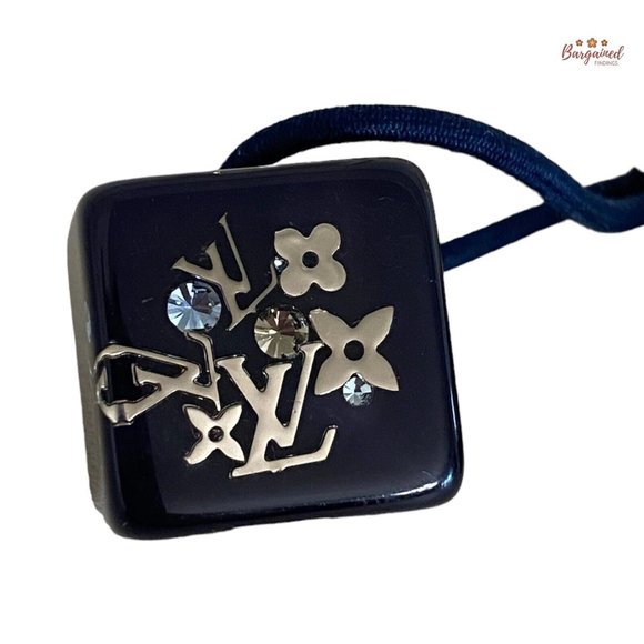 Authentic Louis Vuitton Dark Blue Hair Cube Tie - Picture 2 of 9